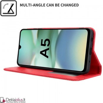 Dirbtinės odos atverčiamas dėklas su skyreliais - raudonas (Xiaomi Redmi A5) Dirbtinės odos atverčiamas dėklas su skyreliais - raudonas (Xiaomi Redmi A5)